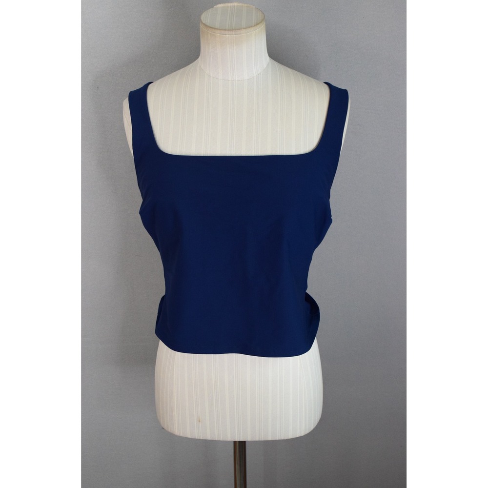 Stylest System Tankini Top Medium Navy Blue Square Neck Swim Minimalist